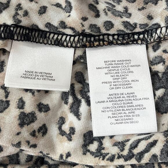 Anne Klein Leopard Faux Wrap Dress 8 Brown Y2K Mob Wife Tie Deep V-Neck Career - Picture 9 of 12